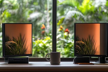 lcd tv with green grass