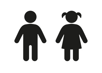 Children black icon boy and girl. Kids silhouette. Symbol little people. Vector illustration © Iuliia
