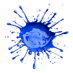 Bright blue paint splashing outwards isolated on white or transparent png