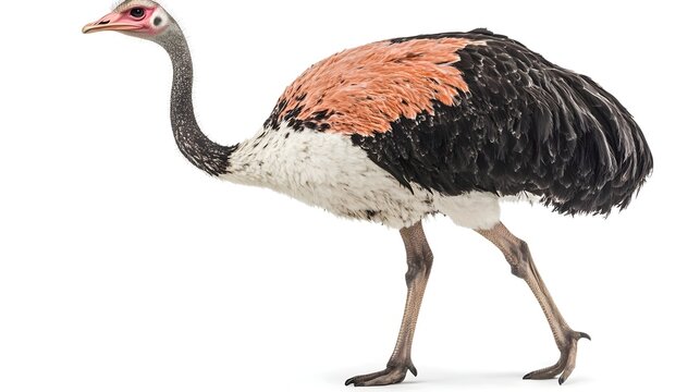 Majestic Darwin's Rhea Walking Gracefully Against White Background Wildlife