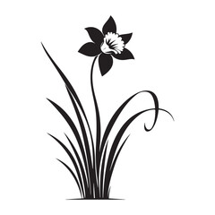 Elegant Daffodil Flower Silhouette Illustration Vector for Floral Projects