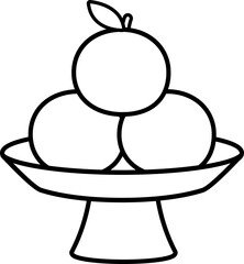 Stacked Chinese new year oranges Thick lines Icon Flat Vector Isolated.
oranges on plate outline for Lunar New Year.
Transparent background. SVG file.