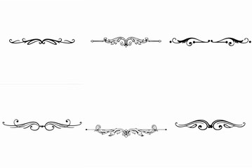 Obraz premium Elegant decorative page dividers set in black and silver on white background 