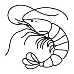Detailed Shrimp Silhouette Vector Illustration for Seafood Menu