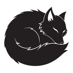 Silhouette of a tired wolf resting its head on paws 