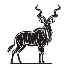 Elegant Kudu Antelope Silhouette Vector Art Wildlife Illustration