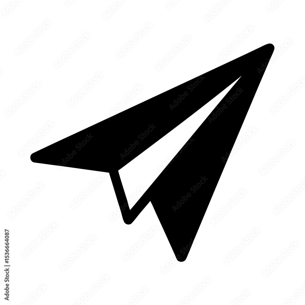 Poster black paper plane icon representing sending a message or starting a journey
