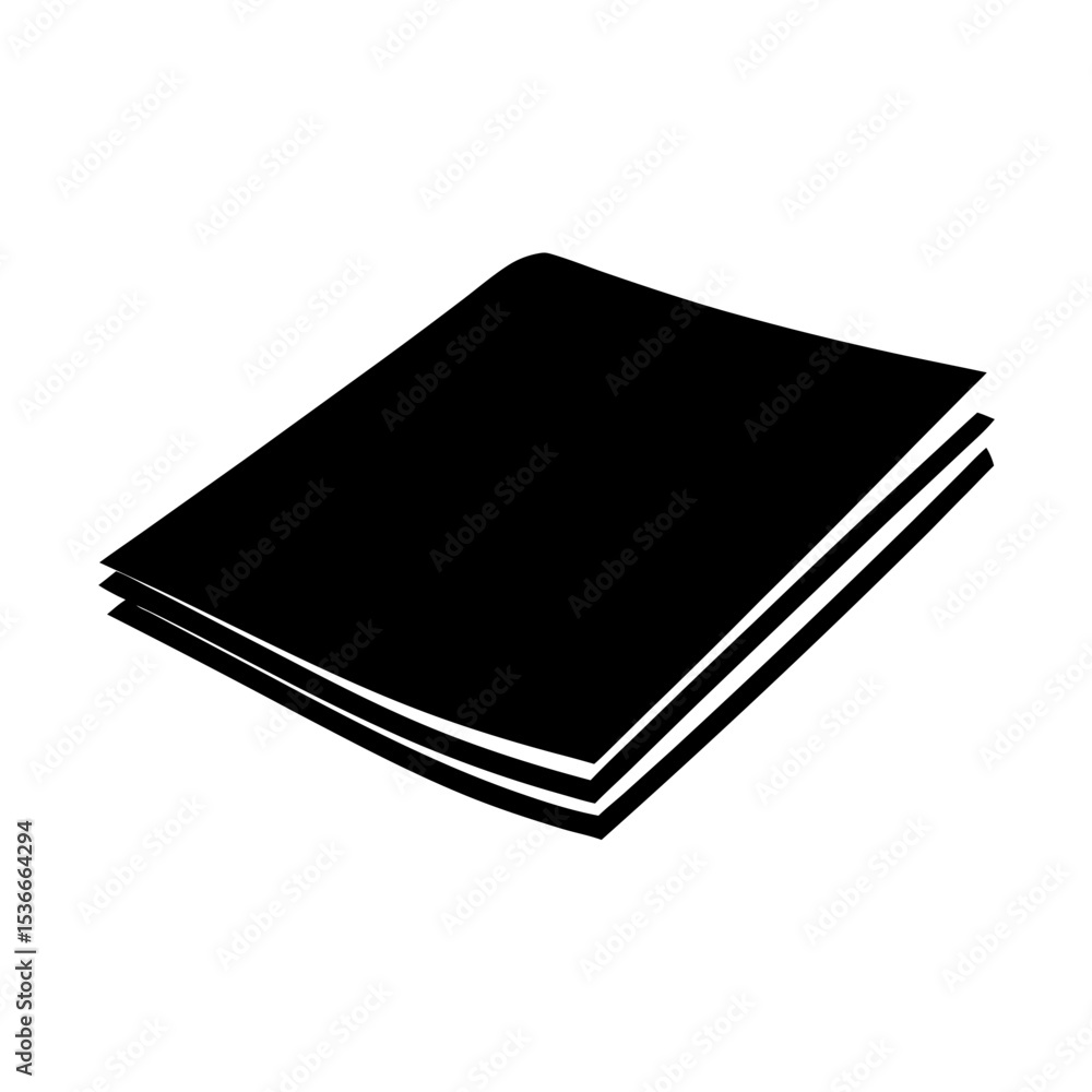 Poster simple black and white vector image of a stack of paper sheets