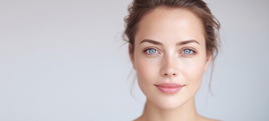 The captivating beauty of a young woman with striking blue eyes.