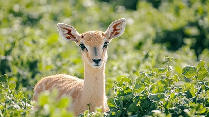 Young Antelope in Green Field.