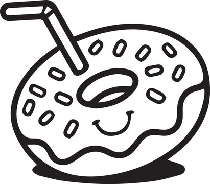 Funny cartoon donat and smiling vector illustration
