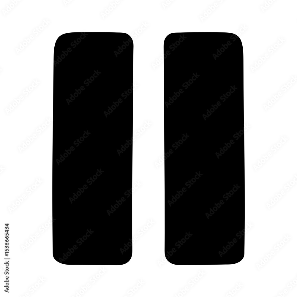 Poster a simple black and white image representing a pause symbol icon