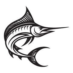 Marlin Fish Silhouette Vector Illustration Marine Wildlife Art