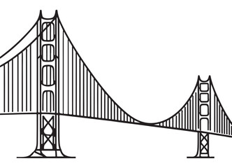 Golden Gate Bridge iconic landmark vector illustration for travel blogs