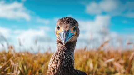 Young Cormorant with Coastal Grassland.
