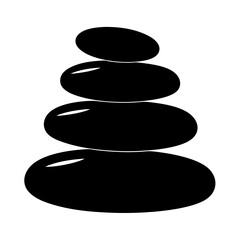 A stack of zen like black stones isolated on a white background