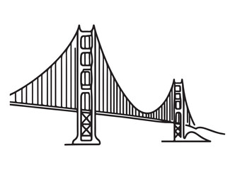 Golden Gate Bridge Vector Silhouette Illustration for California Travel Designs