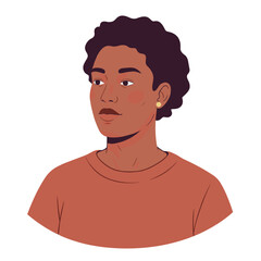 Obraz premium Young black man with curly hair wearing a t-shirt 