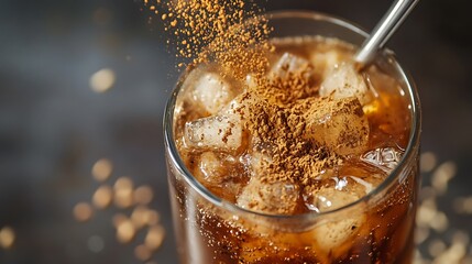Hojicha boba tea with roasted tea powder garnish
