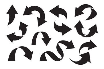Collection of Black Arrows Curved, Straight, and Swirling Arrow Icons for Design