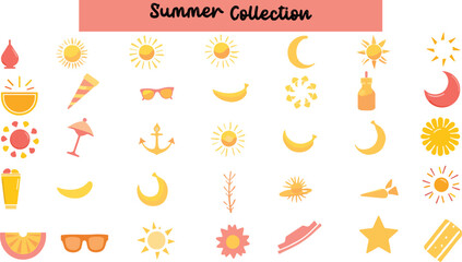 Summer collection sets.Bundle of summer beach elements. summer beach icon collection sets svg. Summer vectors bundle 