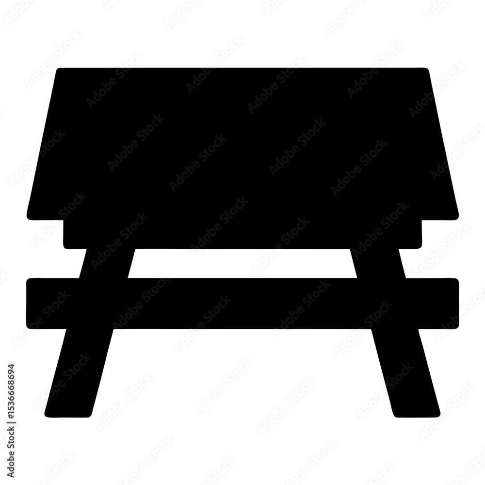 Poster solid black silhouette of a picnic table with a simple design