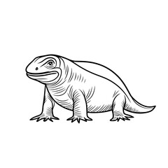 Obraz premium Prehistoric creature illustration depicting a large reptile in outline 