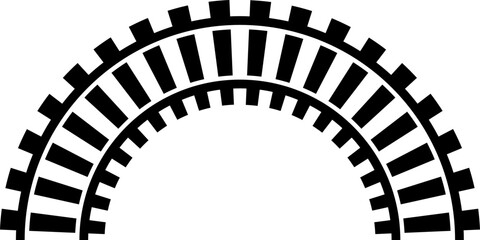 Railway train track vector route. Rail line, subway map, and railroad elements for game UI and graphic design icon set easy to edit. Rail pattern round circular curve railroad path icon