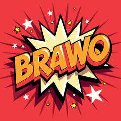 Comic Book Style Explosion Graphic with Brawo Text