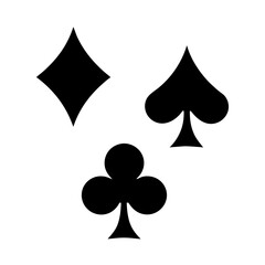 Fototapeta premium Three Iconic Suits from Playing Cards Diamonds, Spades and Clubs on White