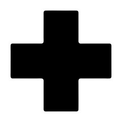 Obraz premium A minimalistic black plus sign on a white background, geometric illustration