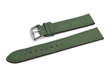Green textile watch strap