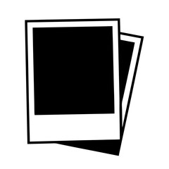 Simple illustration of two blank polaroid style pictures for displaying photographs