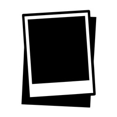 Two stacked blank instant photos, black and white, isolated on white background