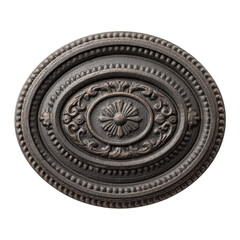 Ornate Decorative Plaque with Intricate Floral Pattern and Circular Shape for Home or Office Decor Transparent background or png