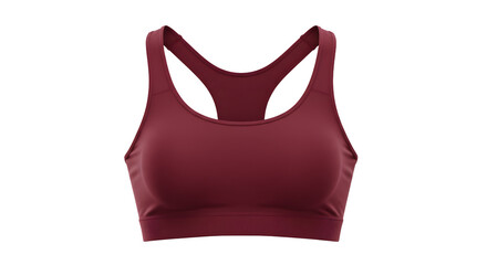 Stylish maroon sports bra displayed on a neutral background, ideal for fitness apparel marketing and active lifestyle promotion