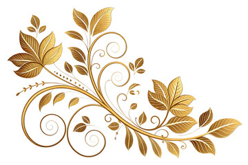 Elegant gold floral design vector illustration with leafy swirls and decorative elements on a black background