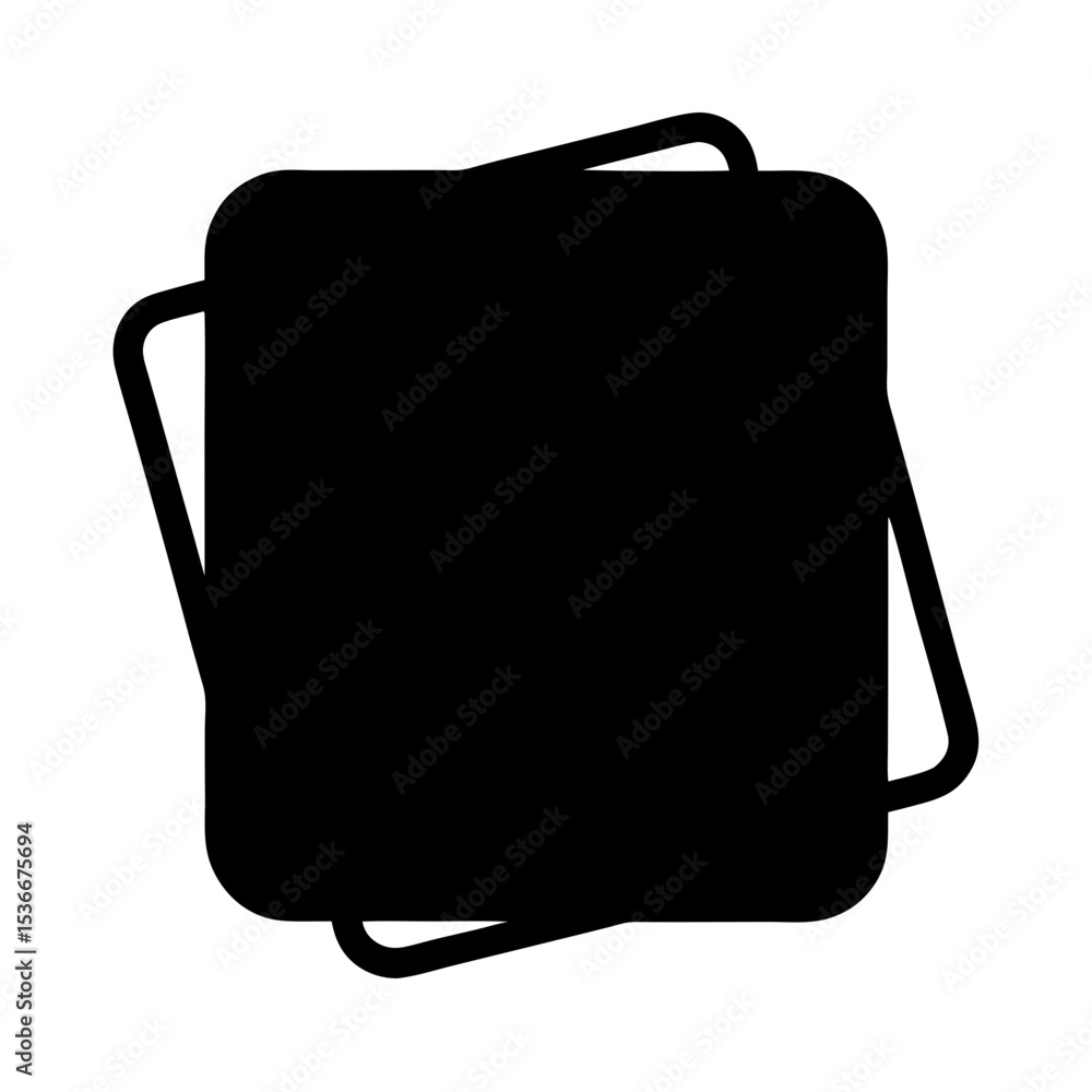 Poster black vector image of two overlapping rounded square icons on white background