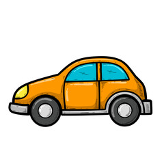 Yellow car on white background