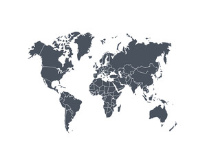 World map silhouette with country borders