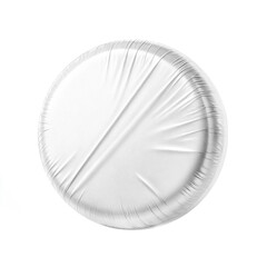 Round object wrapped in clear plastic