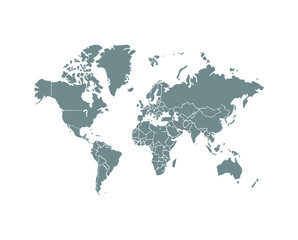 Fototapeta premium World map silhouette in gray tones