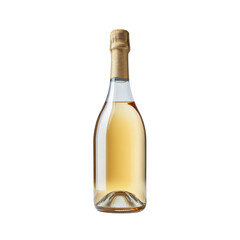 Elegant Sealed Bottle of Golden Sparkling Wine Captured in Studio Lighting on a White Background Transparent background or png