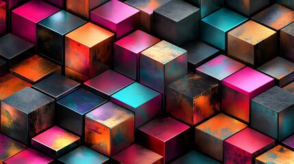 Fototapeta premium Abstract Metallic Cube Pattern Background