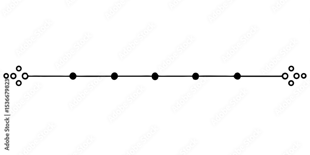 Poster minimalist line divider with dots in modern style, isolated vector separator for text, for postcards