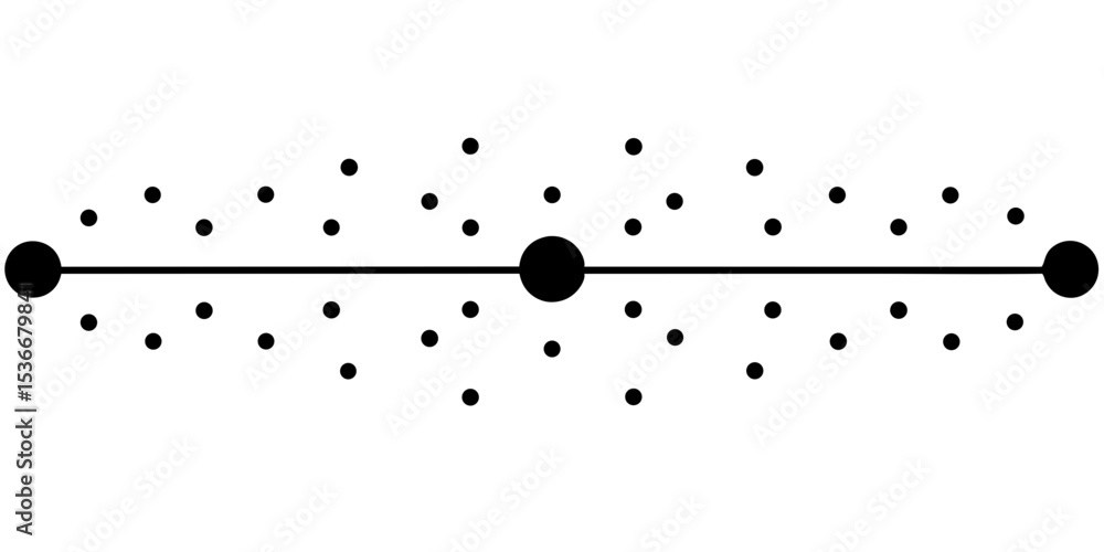 Poster minimalist line divider with dots in clean modern style, isolated vector separator for text, for pos