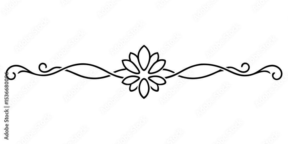 Poster decorative vector floral ornament with thin strokes and curl details, isolated vector separator for 