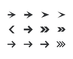Twelve arrow icons silhouette set