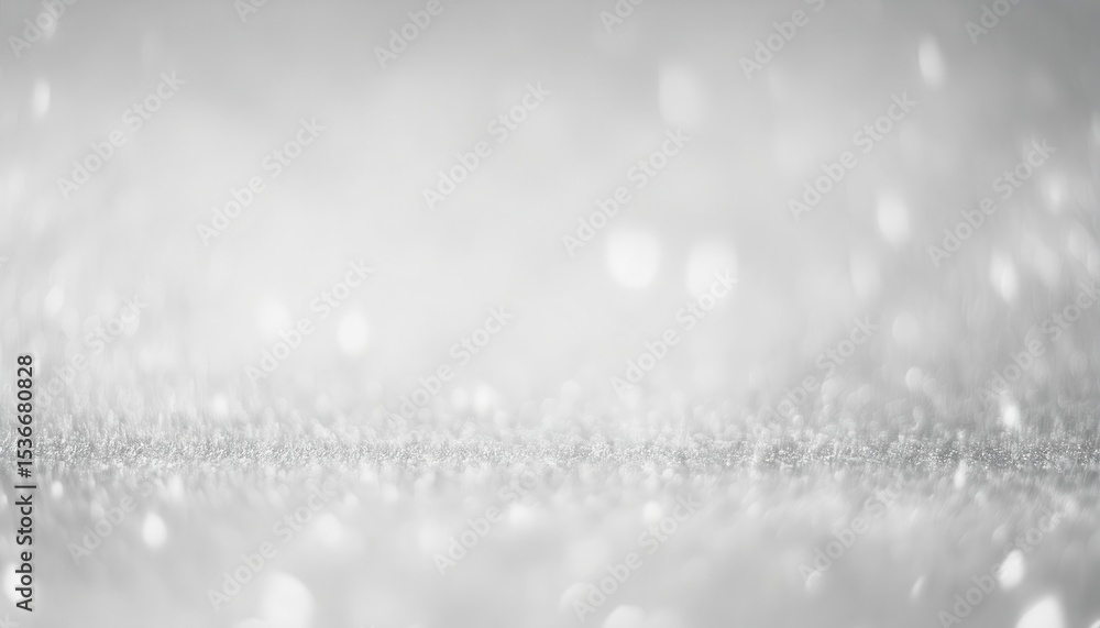 Poster  soft silver glitter bokeh texture with abstract light sparkles and blurred highlights for elegant website background, minimalist branding or luxury print design