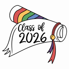 Rainbow graduation diploma class of 2026 design element